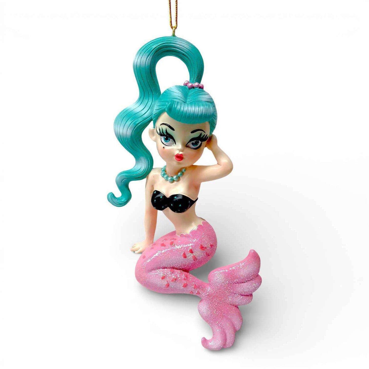 Isla 5.5" Teal Hair Baby Doll Mermaid Ornament | Miss Fluff December Diamonds