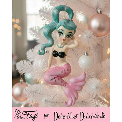 Isla 5.5" Teal Hair Baby Doll Mermaid Ornament | Miss Fluff December Diamonds