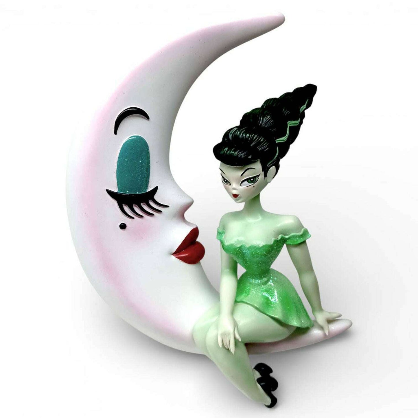 Bride of Frankie 7" Monster Bride on Moon Ornament | Miss Fluff December Diamonds