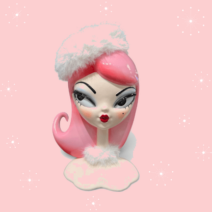 Dulce 15" Retro Pink Hair Candy Doll w/ White Fur Cap | Miss Fluff December Diamonds