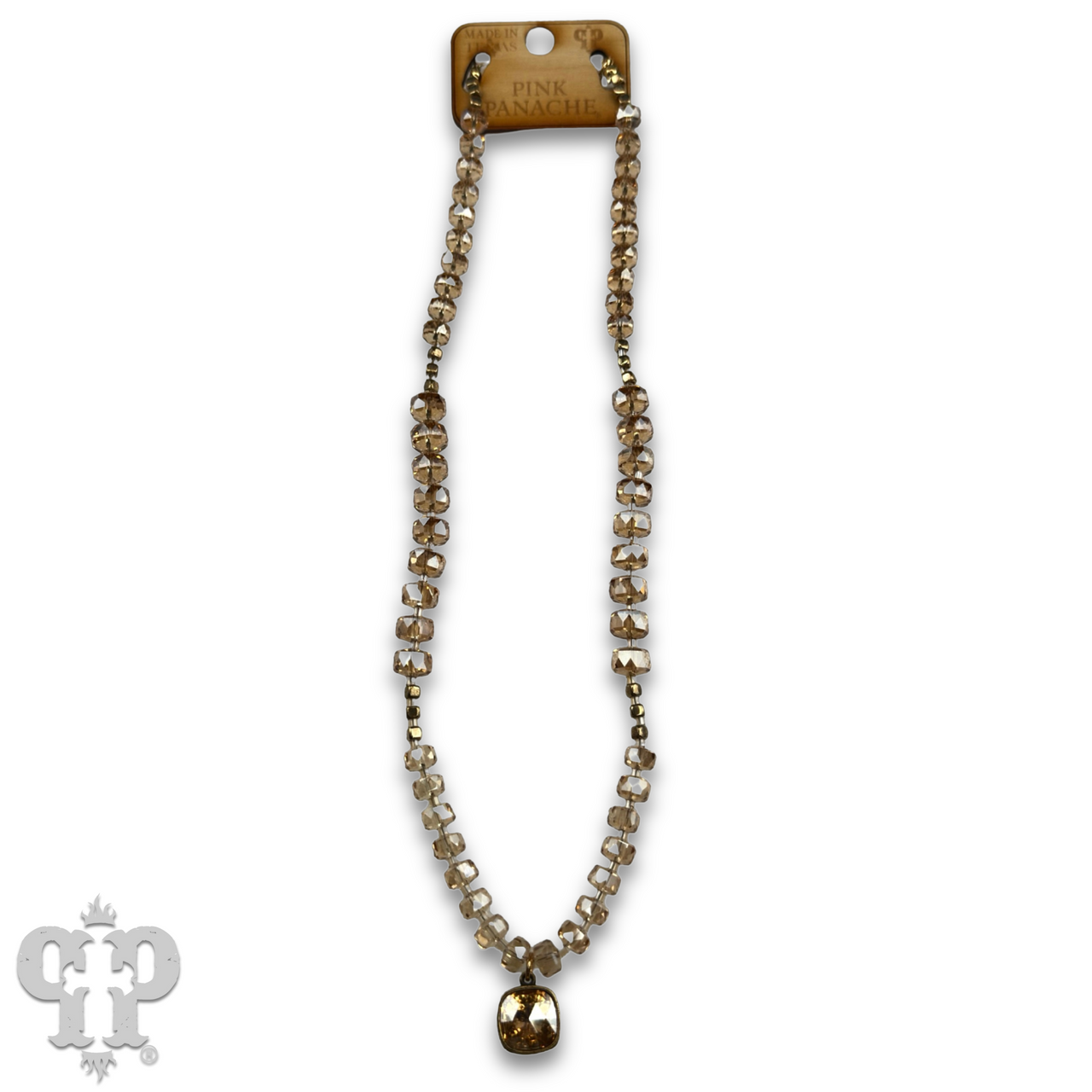 Faceted heishi bead necklace with Austrian crystal pendant