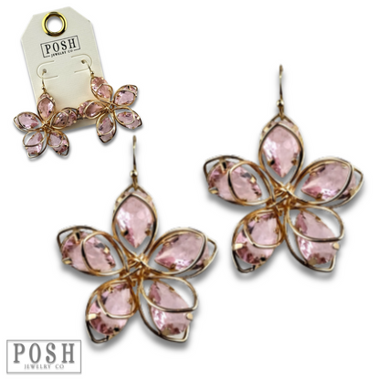 Crystal and flower petal earring - LC