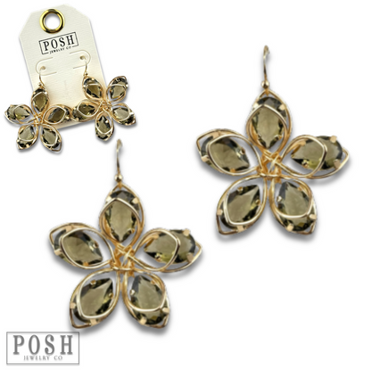 Crystal and flower petal earring - LC