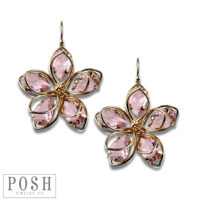 Crystal and flower petal earring - LC