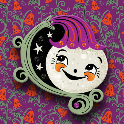 Peeking Petalluna Brooch by Johanna Parker x Lipstick & Chrome -TWILIGHT