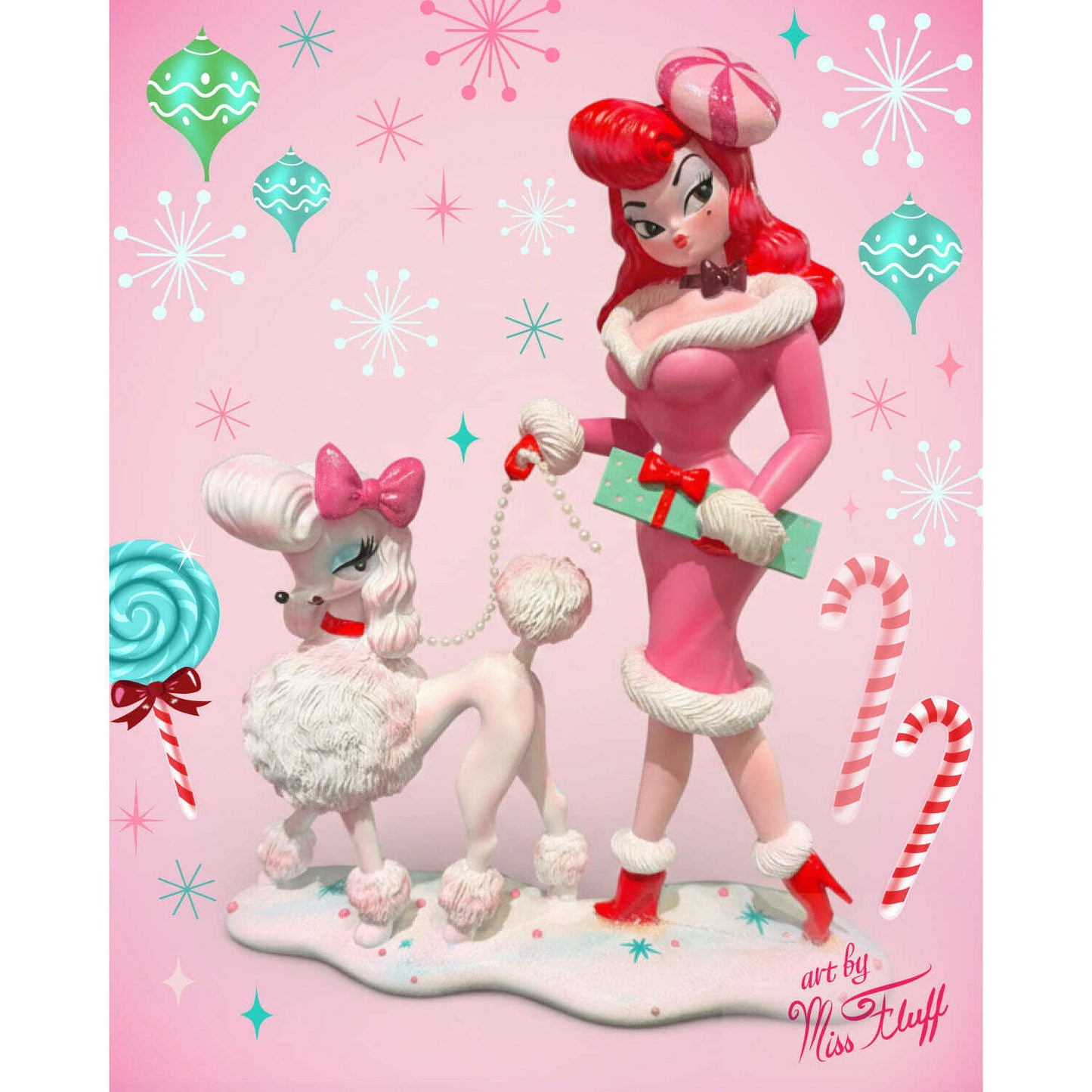 Peppermint Von Frost 12" Pink Lady w/ Poodle | Miss Fluff December Diamonds