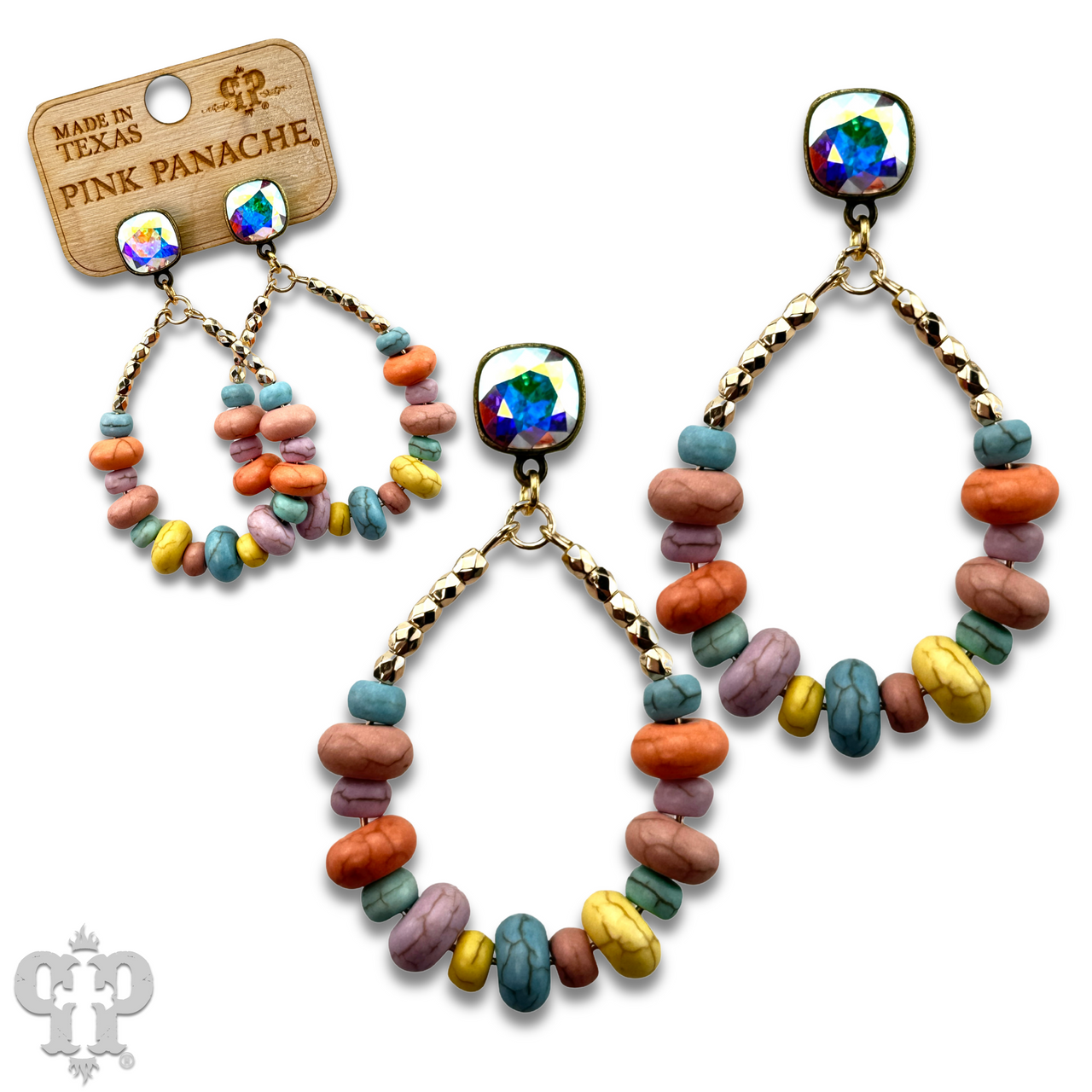 Pastel multi-color teardrop, Austrian crystal earring, last call