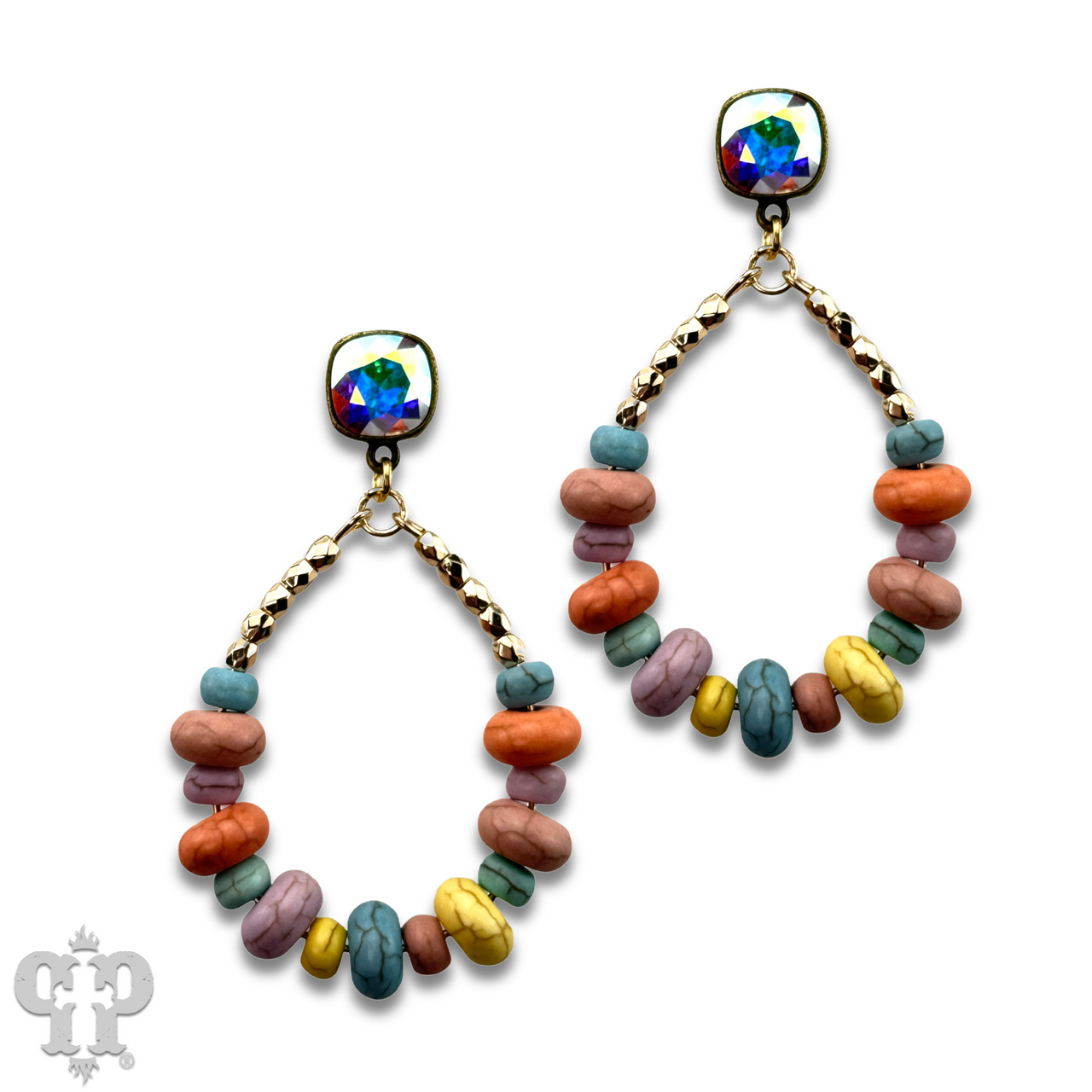 Pastel multi-color teardrop, Austrian crystal earring, last call