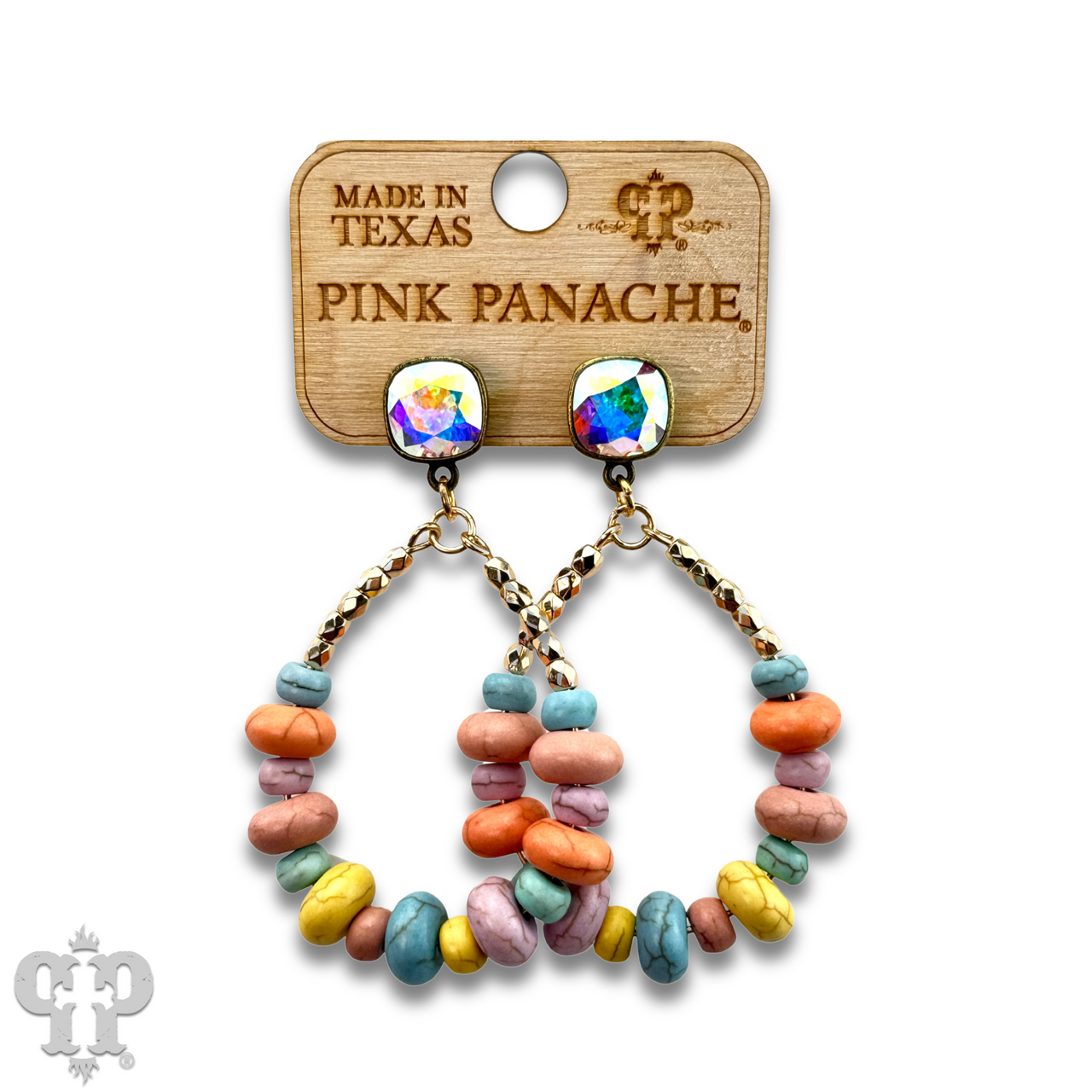Pastel multi-color teardrop, Austrian crystal earring, last call