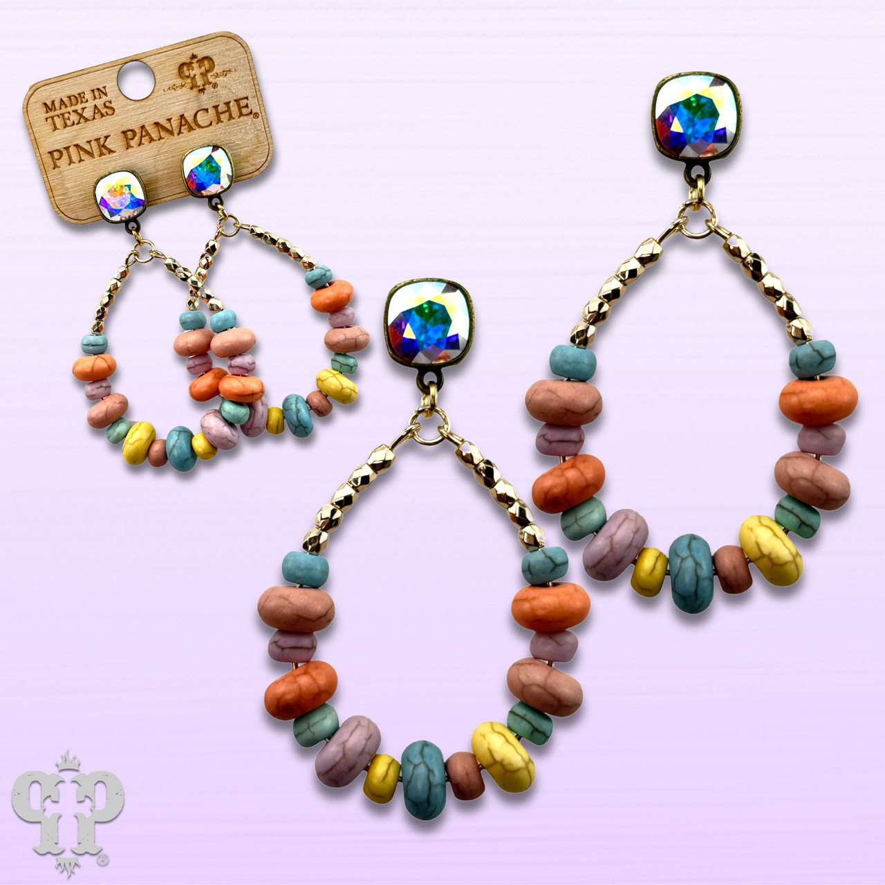 Pastel multi-color teardrop, Austrian crystal earring, last call
