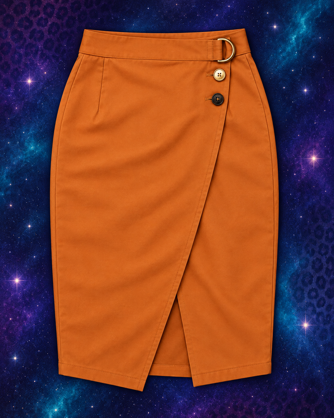 Trademark rust wrap pencil skirt flat lay