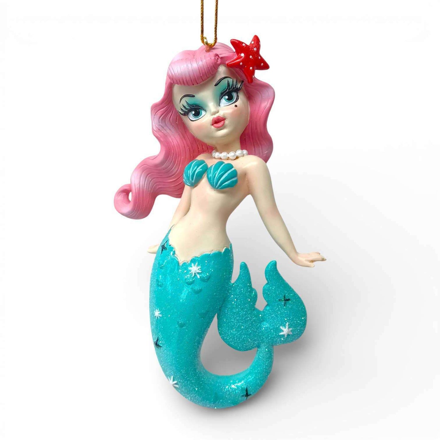 Shelly 5.5" Pink Hair Baby Doll Mermaid Ornament | Miss Fluff December Diamonds