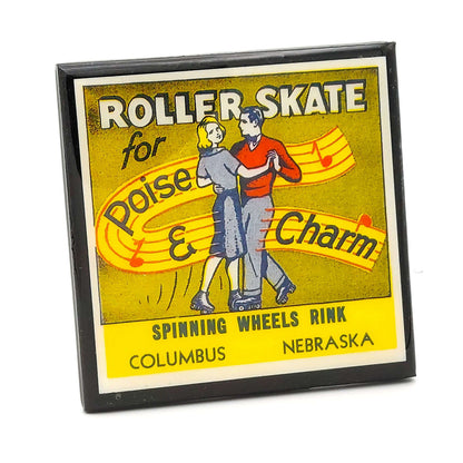 Vintage Roller Skating Rink Drink Coaster Set - Let's Roll