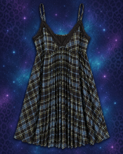 Wild Fable plaid lace trim dress flat lay